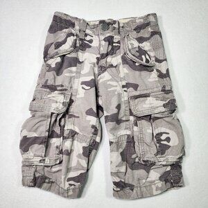 GAP Boys Cargo Camo Ranger Shorts Size 6 Adjustable Waist Gray‎ Cotton Pockets